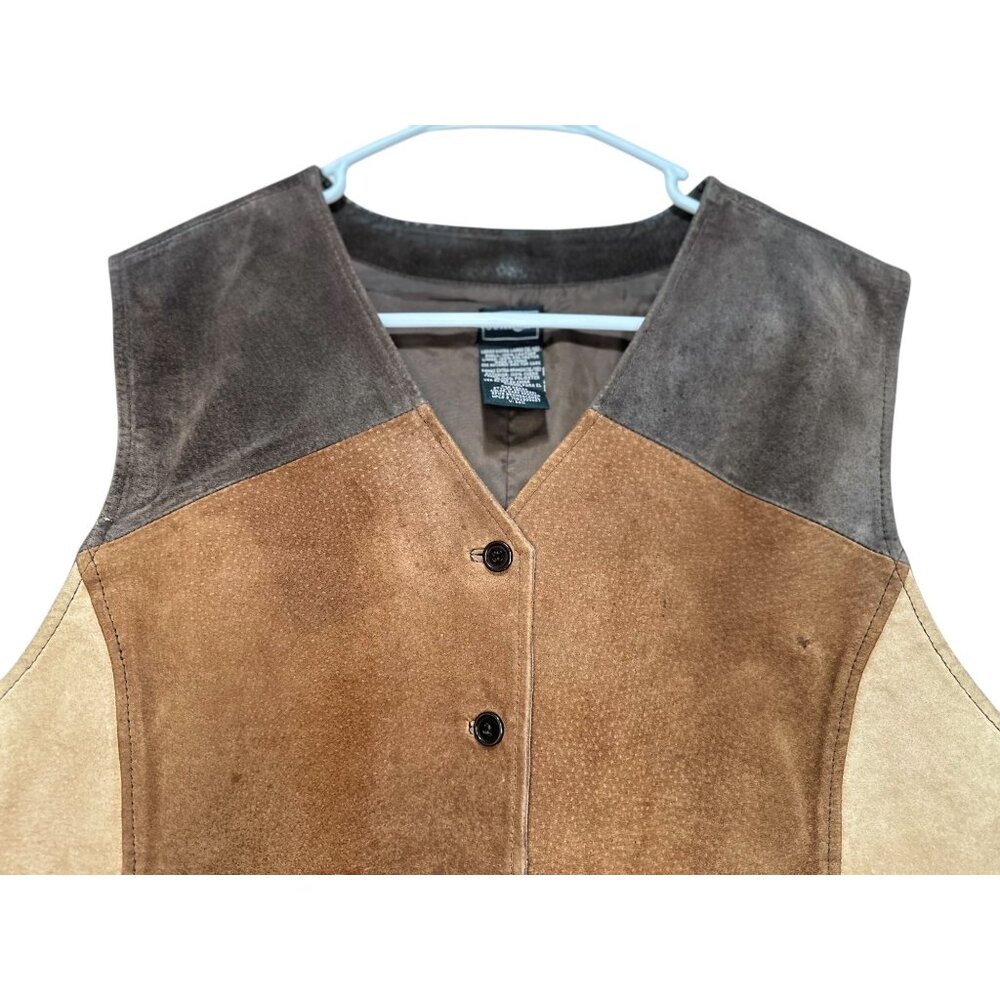 SOLD Outbrook Suede Leather Patchwork Vest Women XL Brown Western Yellowstone - Picture 5 of 12
